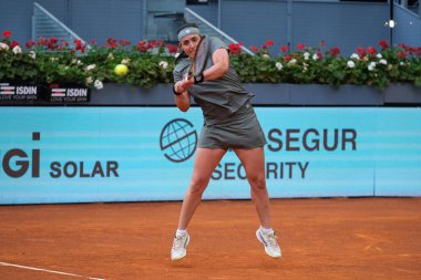 Ons Jabeur against  Madison Keys  during their women Round of 8 match on day eight of the Mutua Madrid Open at La Caja Magica on April 30, 2024 in Madrid, Spain.  clipart