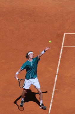 Andrey Rublev, Erkekler Tekler yarı final karşılaşmasında Taylor Fritz 'e karşı La Caja Magica' da oynanan Mutua Madrid Açık 11..
