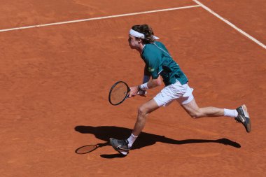 Andrey Rublev, Erkekler Tekler yarı final karşılaşmasında Taylor Fritz 'e karşı La Caja Magica' da oynanan Mutua Madrid Açık 11..