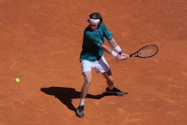 Andrey Rublev, Erkekler Tekler yarı final karşılaşmasında Taylor Fritz 'e karşı La Caja Magica' da oynanan Mutua Madrid Açık 11..