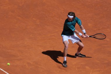 Andrey Rublev, Erkekler Tekler yarı final karşılaşmasında Taylor Fritz 'e karşı La Caja Magica' da oynanan Mutua Madrid Açık 11..