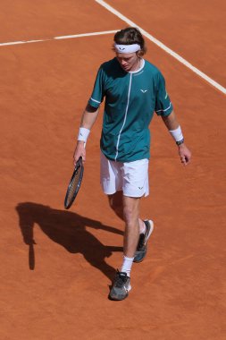 Andrey Rublev, Erkekler Tekler yarı final karşılaşmasında Taylor Fritz 'e karşı La Caja Magica' da oynanan Mutua Madrid Açık 11..