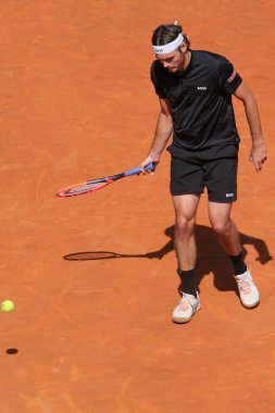 Taylor Fritz of USA against Andrey Rublev during the Men's Singles semi-final match on Day Eleven of Mutua Madrid Open at La Caja Magica on May 03, 2024 in Madrid, Spain. clipart