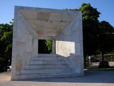 Monument to the Constitution of 1978. Understood as a tesseract, its author is the architect Miguel ngel Ruiz Larrea. Madrid May 6, 2024 Spain clipart