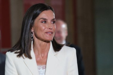 İspanya Kraliçesi Letizia, İspanya 'nın Madrid kentinde 7 Mayıs 2024 tarihinde Real Casa de Correos' ta düzenlenen 