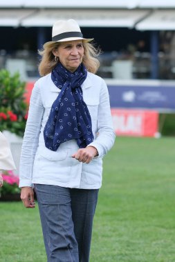  Princess Elena of Borbon iduring the Longines Global Champions Tour Madrid at Club de Campo Villa de Madrid on May 19, 2024, in Madrid, Spain. clipart