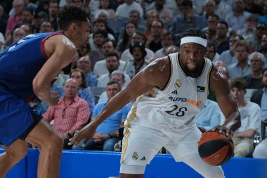 Real Madrid 'den Guerschon Yabusele, İspanya Ligi ACB yarı final maçında Real Madrid ve FC Barcelona arasında 29 Mayıs 2024 tarihinde İspanya' nın başkenti Madrid 'de oynanmıştır..