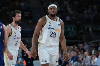 Real Madrid 'den Guerschon Yabusele, İspanya Ligi ACB yarı final maçında Real Madrid ve FC Barcelona arasında 29 Mayıs 2024 tarihinde İspanya' nın başkenti Madrid 'de oynanmıştır..
