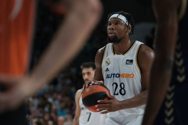 Real Madrid 'den Guerschon Yabusele Liga ACB Endesa Final maçı sırasında Real Madrid ile UCAM Murcia arasında 10 Haziran 2024 tarihinde Madrid, İspanya' da oynandı.. 