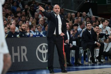 Real Madrid teknik direktörü Chus Mateo Liga ACB Endesa final maçında Real Madrid ile UCAM Murcia arasında 10 Haziran 2024 tarihinde Madrid, İspanya 'da oynandı.. 