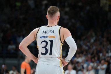 Real Madrid 'den Dzanan Musa Liga ACB Endesa Final maçı sırasında Real Madrid ile UCAM Murcia arasında 10 Haziran 2024 tarihinde Madrid, İspanya' da oynandı.. 