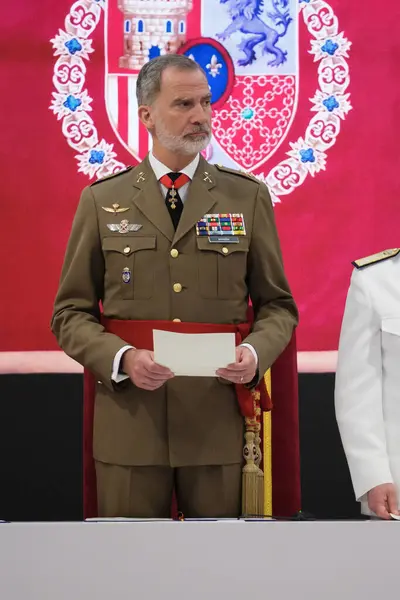 stock image King Felipe VI during the closing of the XXV General Staff Course of the Higher School of the Armed Forces, at the Centro Superior de Estudios de la Defensa on 18 June, 2024 in Madrid, Spain. 