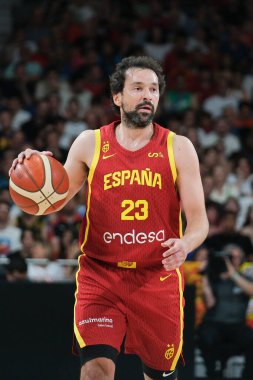 Sergio Llull  of Spain  during the international basketball match played between Spain and Italy at Wizink Center pavilion on June 25 of 2024 in Madrid Spain clipart