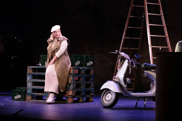 stock image Ainhoa Arteta Performs on stage during the 'La Boheme' theater play at the Marquina Theater on July 02, 2024 in Madrid, Spain.