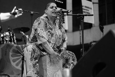 Noelia Heredia La Negri Madrid 'deki Madrid Pride festivalinde 4 Temmuz 2024' te Madrid Plaza de las Reinas 'da konser vermiştir.