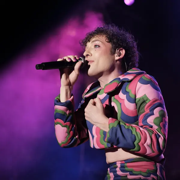 stock image Nemo Mettler performs during the concert of the Mado Pride festival in the Plaza de Espaa in Madrid, July   7 2024 Spain