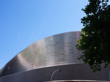 İspanya 'nın Madrid şehrindeki Real Madrid' in Santiago Bernabeu Stadyumu 'nun 9 Temmuz 2024 tarihli dış manzarası.