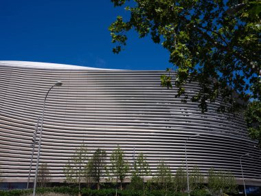 İspanya 'nın Madrid şehrindeki Real Madrid' in Santiago Bernabeu Stadyumu 'nun 9 Temmuz 2024 tarihli dış manzarası.