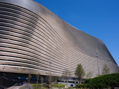 İspanya 'nın Madrid şehrindeki Real Madrid' in Santiago Bernabeu Stadyumu 'nun 9 Temmuz 2024 tarihli dış manzarası.