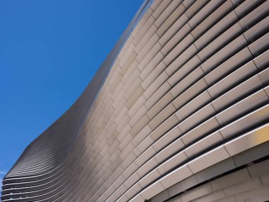 İspanya 'nın Madrid şehrindeki Real Madrid' in Santiago Bernabeu Stadyumu 'nun 9 Temmuz 2024 tarihli dış manzarası.