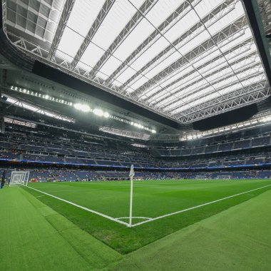 A general view of the inside of at Real Madrid's Santiago Bernabeu Stadium on 9 julio 2024 in Madrid, Spain. clipart