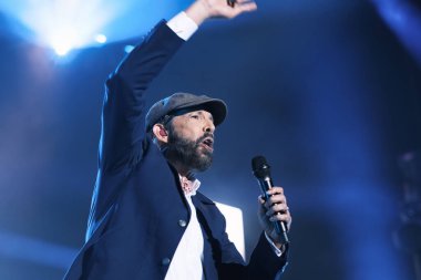 Singer Juan Luis Guerra, during his performance at the Wizink Center, on July 9, 2024, in Madrid, Spain.  clipart