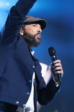 Singer Juan Luis Guerra, during his performance at the Wizink Center, on July 9, 2024, in Madrid, Spain.  clipart