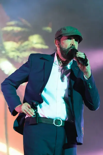 stock image Singer Juan Luis Guerra, during his performance at the Wizink Center, on July 9, 2024, in Madrid, Spain. 