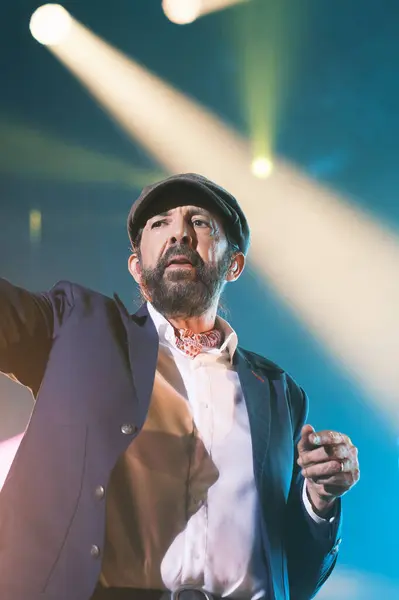 stock image Singer Juan Luis Guerra, during his performance at the Wizink Center, on July 9, 2024, in Madrid, Spain. 