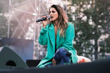 Barei performs during the concert of the Mado Pride festival in the Plaza de Espaa in Madrid, July 7, 2024 Spain clipart