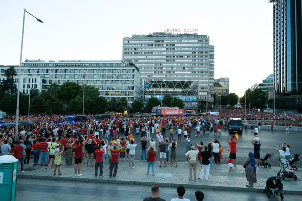 Stock image The players of the Spanish soccer team during the celebration with hundreds of fans to celebrate UEFA EURO 2024 in the Plaza de Colon in Madrid, on July 15, 2024, Spain