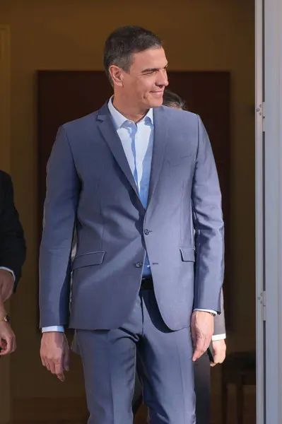 stock image Pedro Sanchez during the UEFA EURO 2024 celebration in the Plaza de Colon in Madrid, on July 15, 2024 Spain