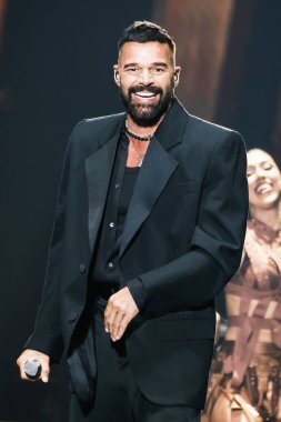 Şarkıcı Ricky Martin 17 Temmuz 2024 'te İspanya' nın Madrid şehrinde WiZink Center 'da bir performans sergiledi..