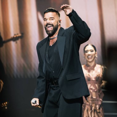 Şarkıcı Ricky Martin 17 Temmuz 2024 'te İspanya' nın Madrid şehrinde WiZink Center 'da bir performans sergiledi..