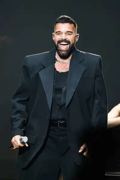 stock image Singer Ricky Martin during a performance at the WiZink Center on July 17, 2024 in Madrid, Spain.