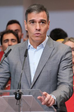 İspanya Başbakanı Pedro Sanchez, 23 Temmuz 2024 'te İspanya' nın Madrid kentindeki Moncloa Kompleksi 'nde Paris 2024 Olimpiyatları' na katılan takımlar için verilen resepsiyon sırasında