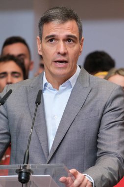 İspanya Başbakanı Pedro Sanchez, 23 Temmuz 2024 'te İspanya' nın Madrid kentindeki Moncloa Kompleksi 'nde Paris 2024 Olimpiyatları' na katılan takımlar için verilen resepsiyon sırasında