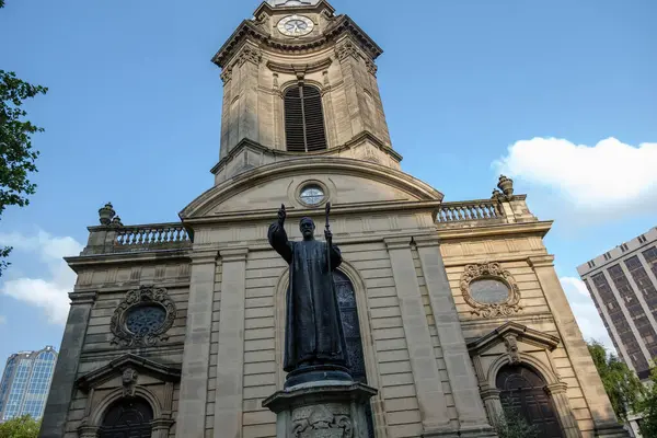 stock image view of the exterior of st philip's cathedral in birmingham, august 5, 2024 united kingdom.