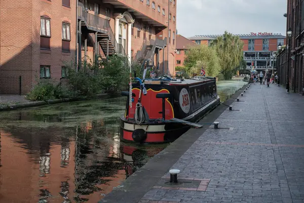 stock image View of Birmingham's Gas Street Basin, a 1773 canal network that was built for industrial use, in Birmingham, August 7, 2024, United Kingdom