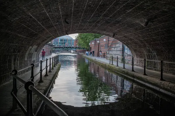 stock image View of Birmingham's Gas Street Basin, a 1773 canal network that was built for industrial use, in Birmingham, August 7, 2024, United Kingdom