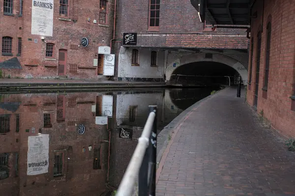 stock image View of Birmingham's Gas Street Basin, a 1773 canal network that was built for industrial use, in Birmingham, August 7, 2024, United Kingdom