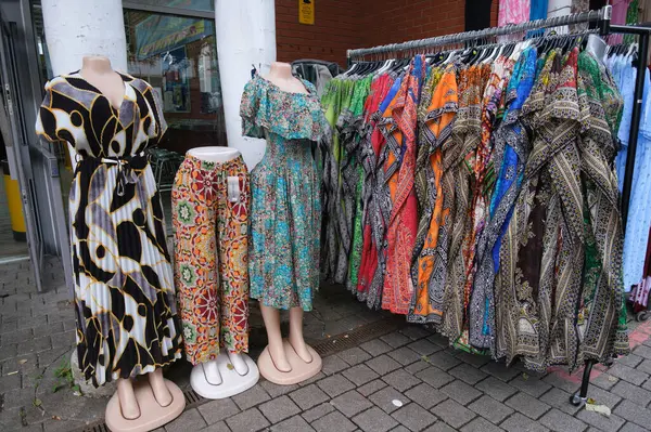 stock image View of the stalls at Bullring Rag Market offering all kinds of items from food to fabrics and clothing in Birmingham on August 18  2024 in the United Kingdom