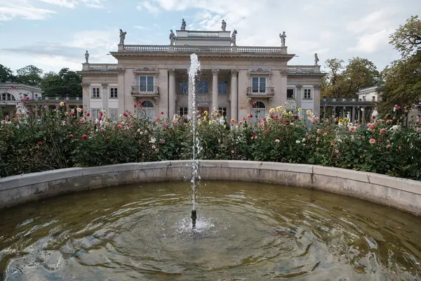 stock image Exterior view of the neoclassical Lazienki Palace located in the Royal lazienki Park, Warsaw, August 28 2024 Poland