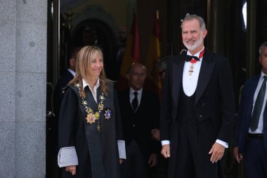 İspanya Kralı VI. Felipe ve Genel Temyiz Mahkemesi Başkanı Isabel Perello, İspanya 'da 5 Eylül 2024 tarihinde Adalet Divanı' nın açılışına katıldılar.