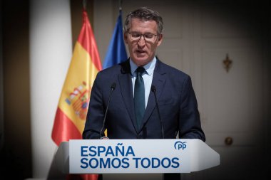 PP başkanı Alberto Nuez Feijoo durante partido Popüler 'in bölge başkanlarıyla 6 Eylül 2024' te Madrid 'de, Palacio de los Duques de Pastrana' da bir araya geldi.