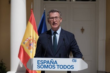 PP başkanı Alberto Nuez Feijoo durante partido Popüler 'in bölge başkanlarıyla 6 Eylül 2024' te Madrid 'de, Palacio de los Duques de Pastrana' da bir araya geldi.