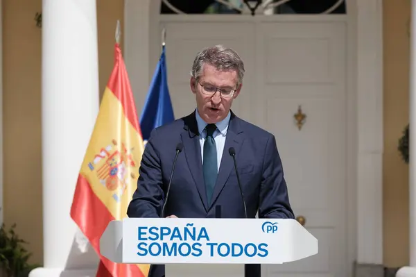 stock image the president of the PP Alberto Nuez Feijoo durante meeting with the regional presidents of the Partido Popular, at the Palacio de los Duques de Pastrana, 6 September 2024 in Madrid Spain