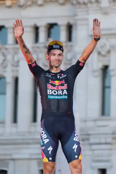 stock image Primoz Roglic of Slovenia and Red Bull Bora Team celebrates his victory at the end of the 79th Vuelta a Espaa 2024 on September 8, 2024 in Madrid Spain