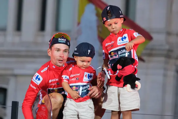 stock image Primoz Roglic of Slovenia and Red Bull Bora Team celebrates his victory at the end of the 79th Vuelta a Espaa 2024 on September 8, 2024 in Madrid Spain