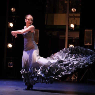 The dancer Luca Ruibal performs during the presentation of the show Suma Flemenca at the Canal theater in Madrid. September 10 2024 Spain clipart